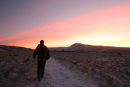 07-0764 Hill Walker Crossing Scales Moor in Dawn Winter Light with Ingleborough Hill as a Backdrop, Twistleton, North Yorkshire